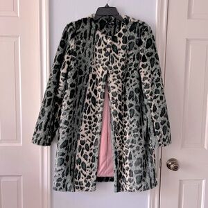 Green Leopard Faux Fur Coat